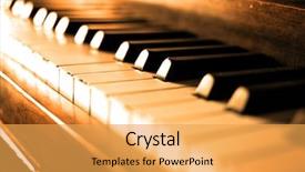  Presentation with piano black white - PPT theme featuring old vintage piano with ebony background and a yellow colored foreground
