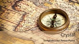  Presentation with vintage compass - Amazing theme having old vintage retro compass backdrop and a coral colored foreground