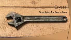  Presentation with hand tools - Theme enhanced with old-vintage-wrench-closeup background and a coral colored foreground
