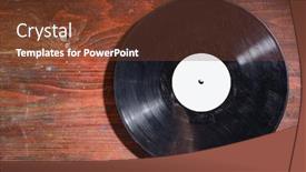  Presentation with vinyl record - Presentation theme having groovy retro - old vinyl record on wood background and a tawny brown colored foreground