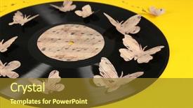  Presentation with vinyl record - Presentation design enhanced with old vinyl record with paper background and a tawny brown colored foreground