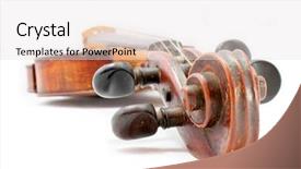  Presentation with old - Beautiful presentation theme featuring old violin isolated on white backdrop and a sky blue colored foreground