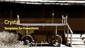  Presentation with old west cowboy - Beautiful PPT theme featuring old wagon backdrop and a wine colored foreground