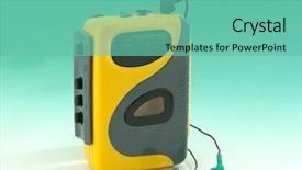  Presentation with old music - PPT theme with old walkman on green background background and a seafoam green colored foreground