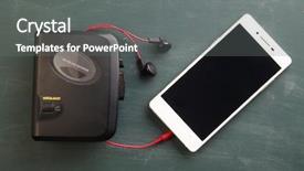  Presentation with old music - Slides enhanced with old walkman portable music has background and a gray colored foreground