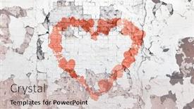  Presentation with valentines day - Amazing slides having old-wall-graffiti-heart-valentines backdrop and a soft green colored foreground