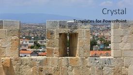  Presentation with castle wall - Slides featuring old-wall-in-kolossi-castle background and a light blue colored foreground