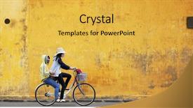  Presentation with bicycle - Theme having old wall in vietnam background and a yellow colored foreground