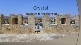  Presentation with castle wall - Audience pleasing PPT theme consisting of old-wall-of-kolossi-ancient backdrop and a light blue colored foreground