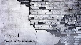  Presentation with wall falling - Cool new slide deck with old wall with bricks backdrop and a light gray colored foreground
