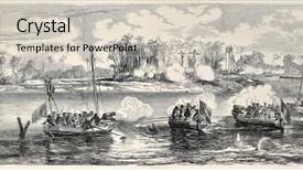  Presentation with expedition - Presentation enhanced with old war - french troops fighting against artillery background and a soft green colored foreground