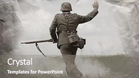 Presentation with german - Theme with old war - german soldier ww2 reenacting background and a gray colored foreground
