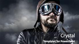  Presentation with pilot - Presentation theme consisting of old war - pilot with glasses and vintage background and a dark gray colored foreground