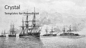  Presentation with old house - PPT theme consisting of old war - russian mediterranean squadron engraving background and a white colored foreground