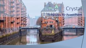  Presentation with hamburg - Presentation with old-warehouse-district-speicherstadt background and a sky blue colored foreground
