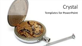  Presentation with old fashioned black and white - Cool new presentation theme with old watch and screwdriver isolated backdrop and a white colored foreground
