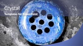  Presentation with drain - Presentation theme having old-weathered-and-stained-drain background and a ocean colored foreground