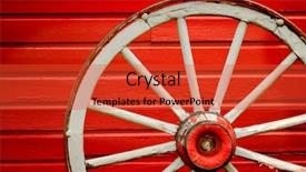  Presentation with wheel - Slide deck featuring old weathered wagon wheel leaning background and a red colored foreground