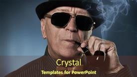  Presentation with dark blue - PPT theme featuring old-well-dressed-gentleman-smoking background and a tawny brown colored foreground