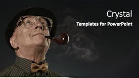  Presentation with dark blue - PPT theme featuring old-well-groomed-gentleman-smoking background and a black colored foreground
