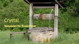  Presentation with well - Colorful slide set enhanced with old-well-on-meadow backdrop and a tawny brown colored foreground
