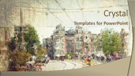  Presentation with colorful impressionist style artistic color - Beautiful slide deck featuring old western - streets of amsterdam made backdrop and a soft green colored foreground