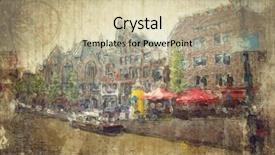  Presentation with artistic - PPT theme with old western - streets of amsterdam made background and a soft green colored foreground