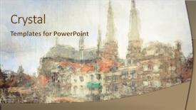  Presentation with artistic - Slide deck having old western - streets of amsterdam made background and a  colored foreground
