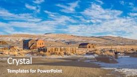  Presentation with gold mine - Theme featuring old western gold mine - bodie ghost town california state background and a coral colored foreground