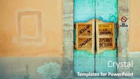  Presentation with western - Colorful PPT theme enhanced with old-western-swinging-saloon-doors backdrop and a seafoam green colored foreground