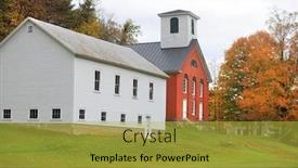  Presentation with barn - Presentation theme featuring old-white-and-red-barn background and a yellow colored foreground