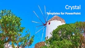  Presentation with olive trees - Colorful slide set enhanced with old white windmill and olive backdrop and a gray colored foreground