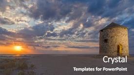  Presentation with old windmill - PPT theme with old windmill ai gyra beach lefkada greece background and a violet colored foreground