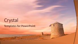  Presentation with old windmill - Amazing PPT theme having old windmill ai gyra beach lefkada greece backdrop and a lemonade colored foreground
