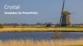  Presentation with old windmill - Presentation consisting of old-windmill-near-alkmaar background and a teal colored foreground