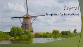  Presentation with old windmill - Amazing PPT theme having old-windmill-on-dutch-landscape backdrop and a light blue colored foreground