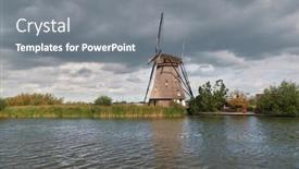  Presentation with old windmill - Theme enhanced with old-windmill-on-dutch-landscape background and a gray colored foreground