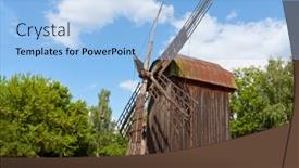  Presentation with old windmill - Beautiful slides featuring old-windmill-on-rural-meadow backdrop and a light blue colored foreground
