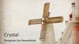  Presentation with old windmill - Colorful slide deck enhanced with old windmill on the old backdrop and a  colored foreground