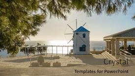  Presentation with old windmill - Presentation theme with old-windmill-on-zakynthos-island background and a coral colored foreground
