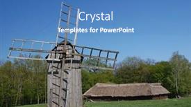  Presentation with old windmill - Beautiful presentation theme featuring pencil on desk in classroom backdrop and a dark gray colored foreground