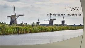  Presentation with dutch - PPT theme with old-windmills-on-dutch-landscape background and a light gray colored foreground