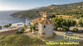  Presentation with old windmill - Presentation theme having old-windmills-on-zakynthos-island background and a tawny brown colored foreground
