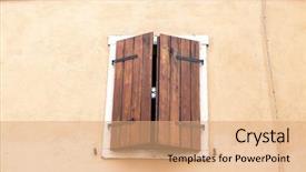  Presentation with closed - PPT theme having old window with closed shutters background and a  colored foreground