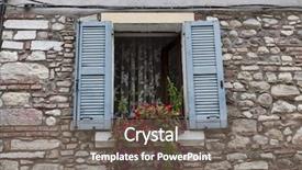 Presentation with flowers - PPT layouts enhanced with old window with open shutters background and a  colored foreground