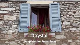  Presentation with flowers - Theme having old window with open shutters background and a  colored foreground