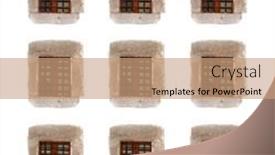  Presentation with windows - Presentation design enhanced with old-windows-with-bars background and a coral colored foreground