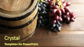  Presentation with wine barrel - Presentation theme with old wine barrel and grape background and a tawny brown colored foreground