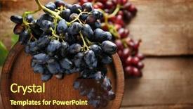  Presentation with wine barrel - Cool new PPT layouts with old wine barrel and grape backdrop and a tawny brown colored foreground