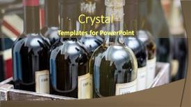  Presentation with bottling wine - PPT theme with old wine bottles in a wooden crate background and a violet colored foreground